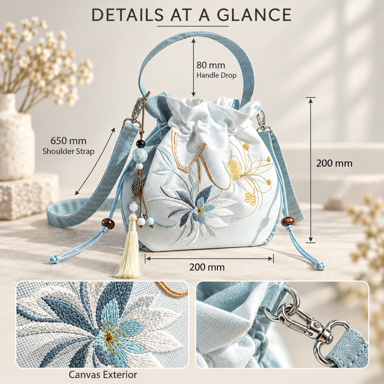 Floral Embroidered Crossbody Bag Canvas Drawstring Bucket Purse with Detachable Strap for Women Fall Everyday Travel Gift chatgpt image 2026年9月7日 02 20 35 (4)